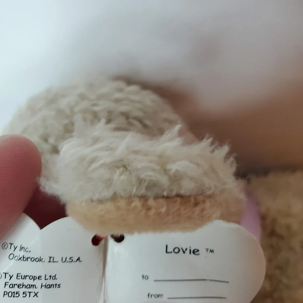 Ty Beanie Babies Lovie Lamb Classic Plush w/ Tag‎ 1997 Purple Ribbon Easter Vtg
